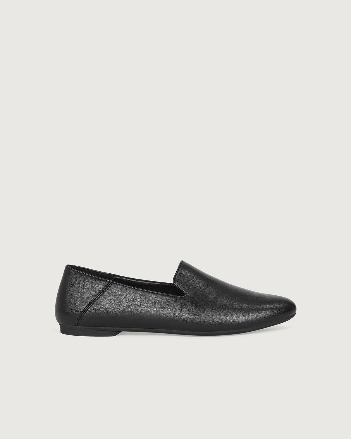 Enfiis Black Microfiber Loafer Flats