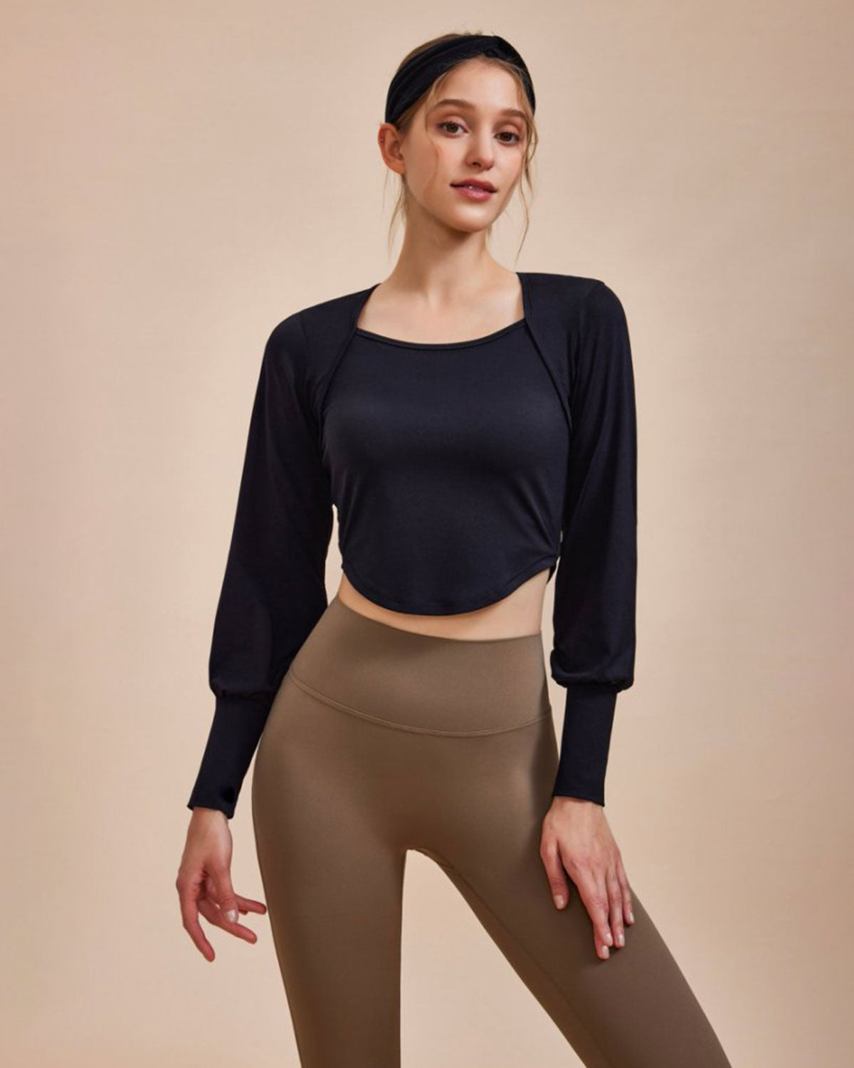 Black Round Neck Long Sleeve Top