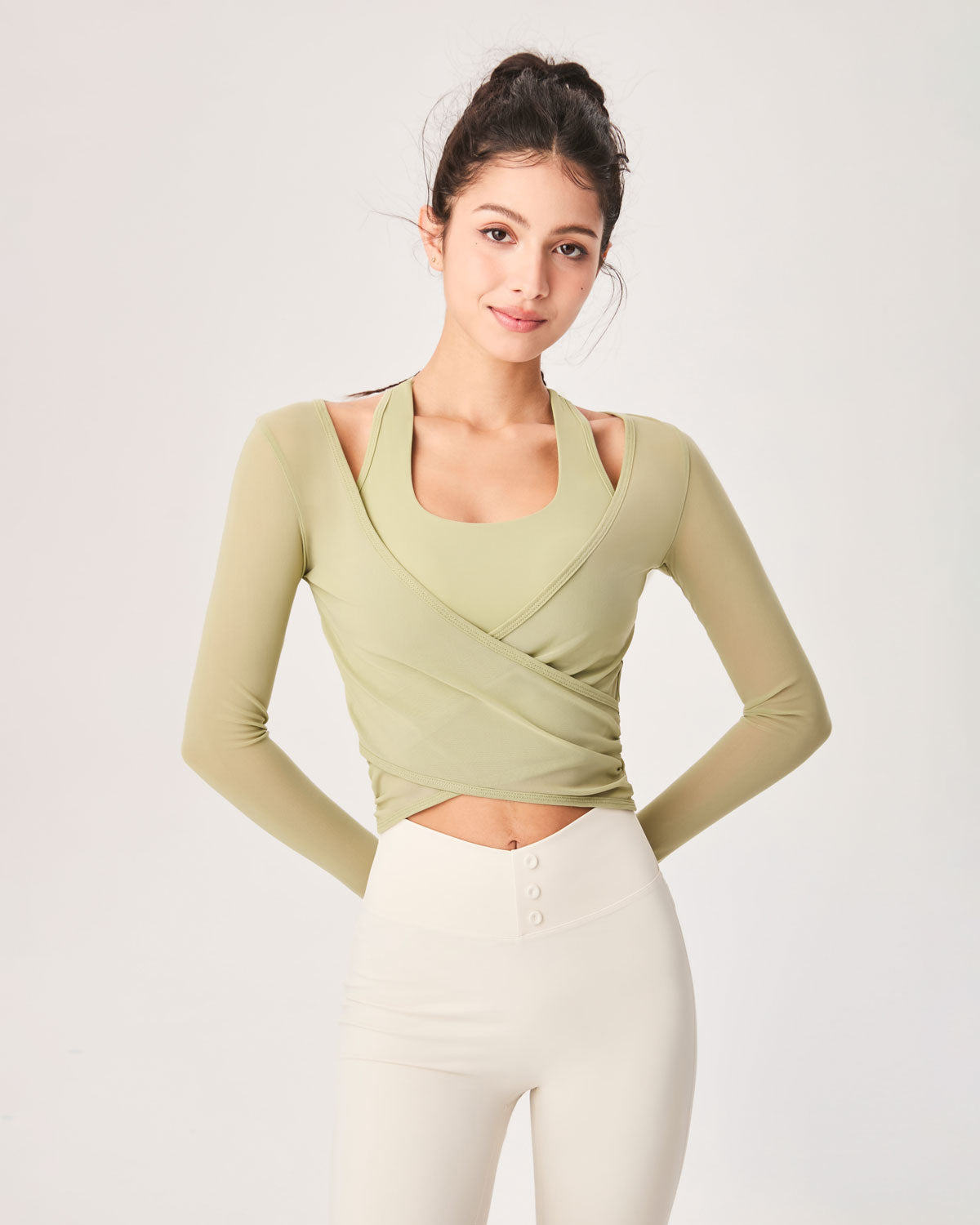 Green Surplice Long Sleeve Cover-up - Light Support