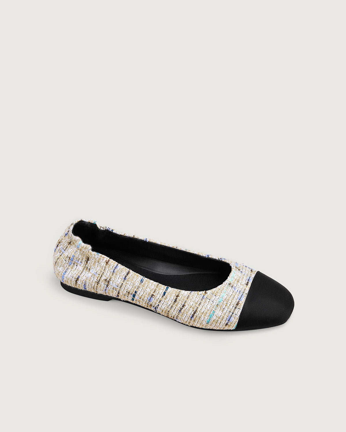 Enfiis Floral Rice Apricot Square Toe Ballet Flats