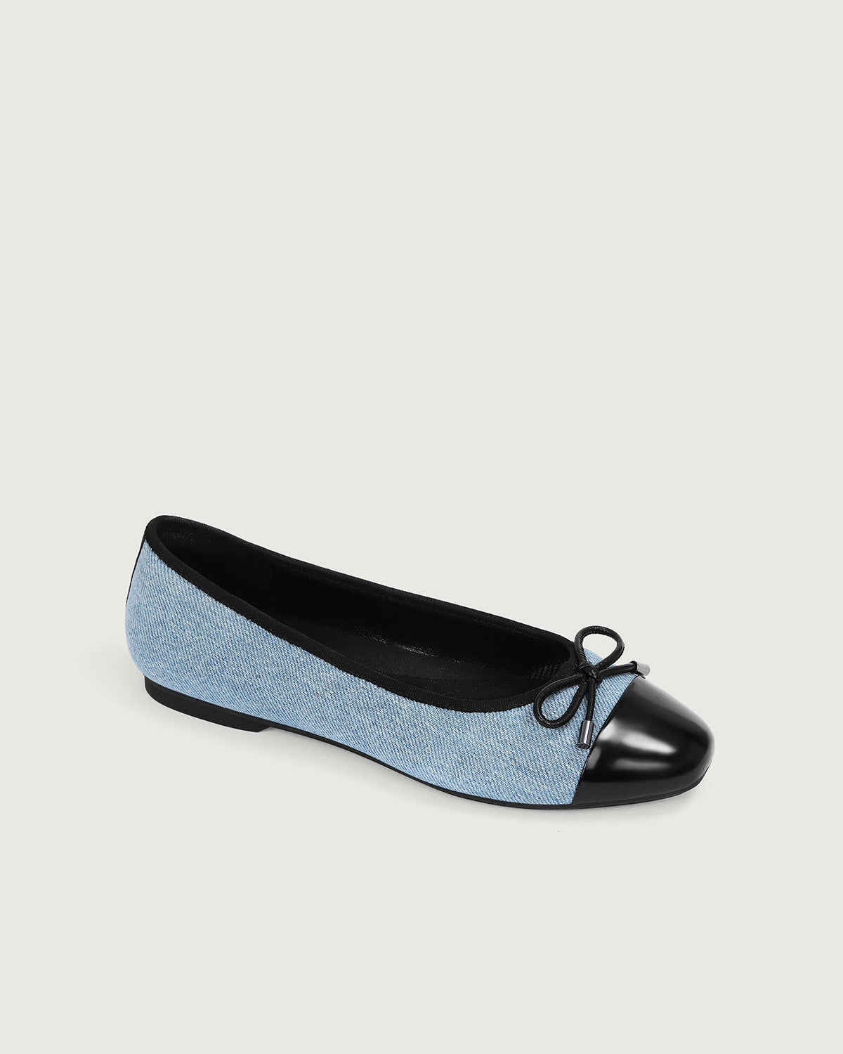 Enfiis Light Blue Washed Denim Cross-head Ballet Flats.