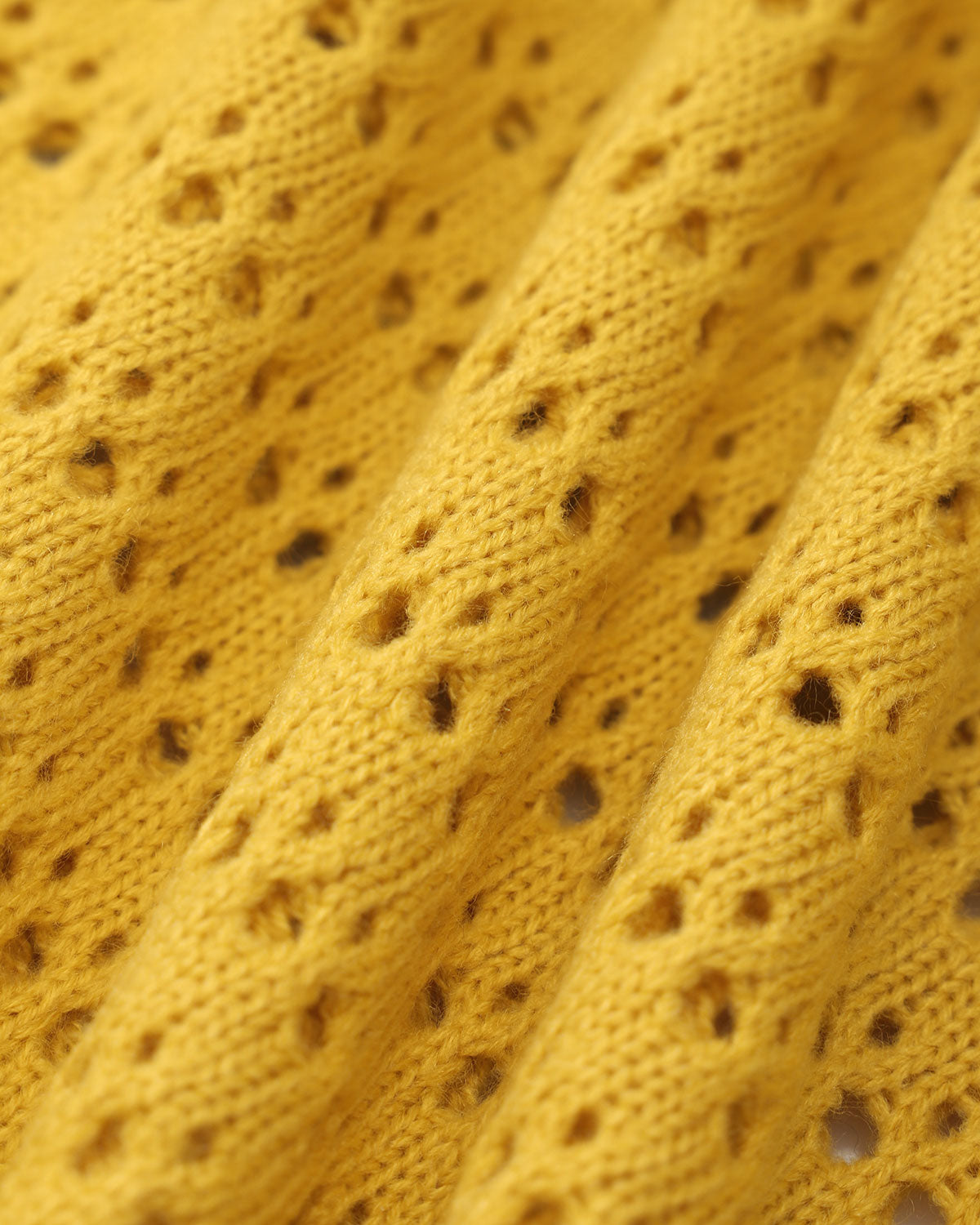 Yellow Crochet Single-Breasted Cardigan