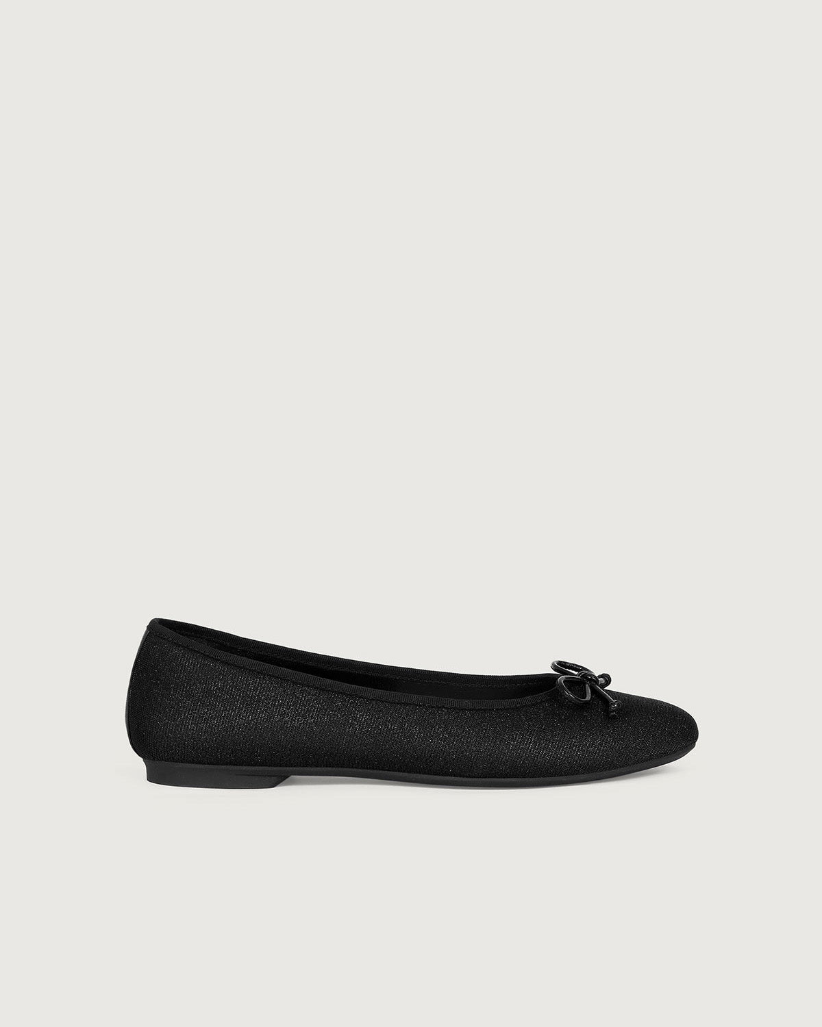 Enfiis Black Glitter Ballet Flats.