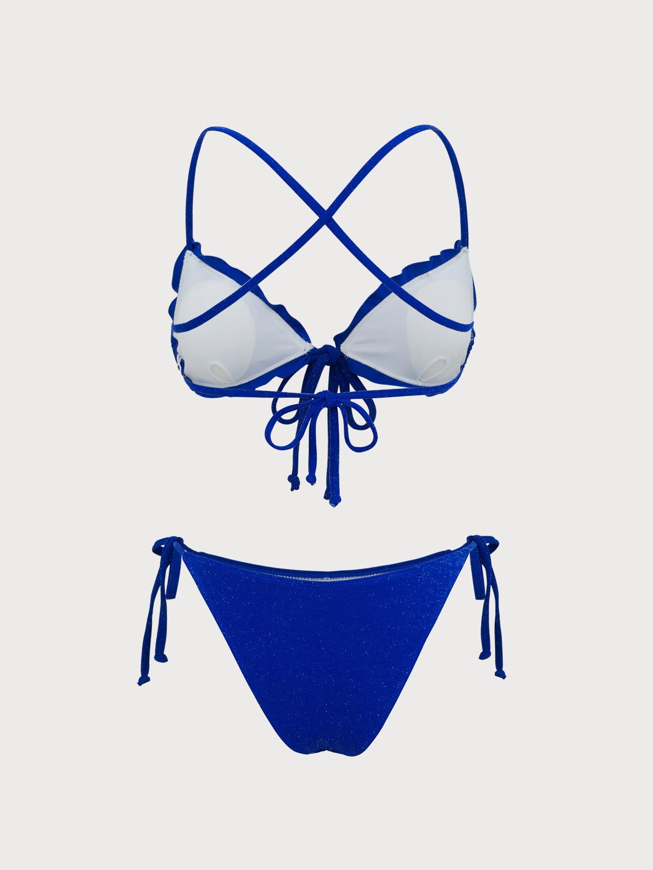 Blue Sparkly Tie-Front Bikini Set