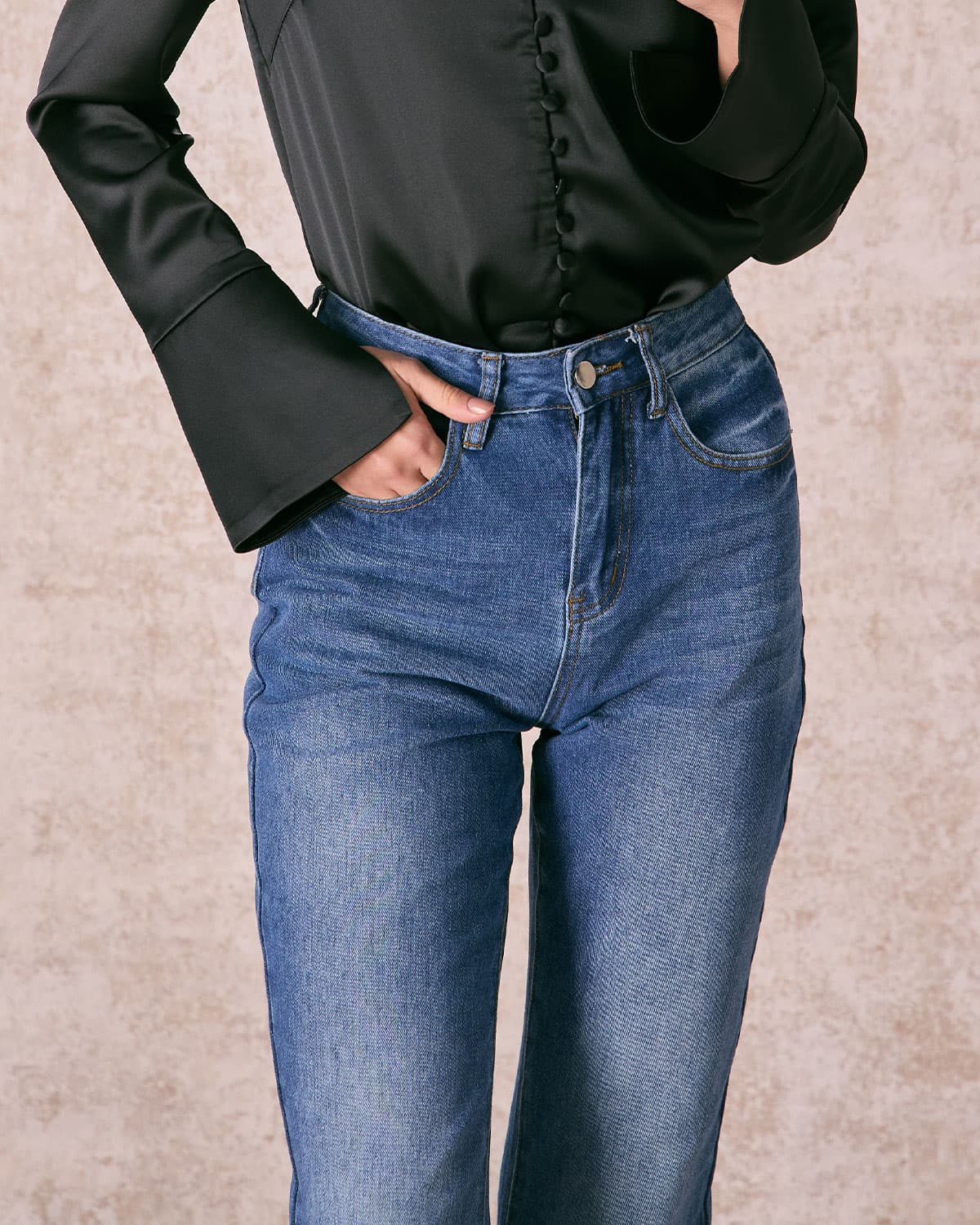 The Blue High Waisted Straight Leg Jeans