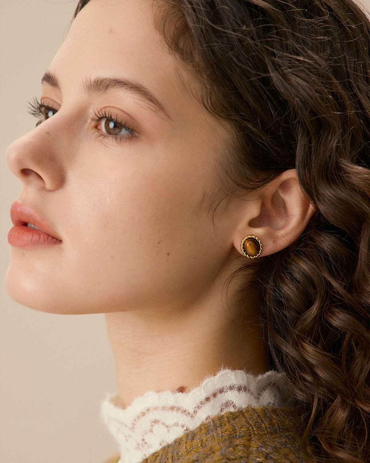 Brown Gold-Plated Earrings