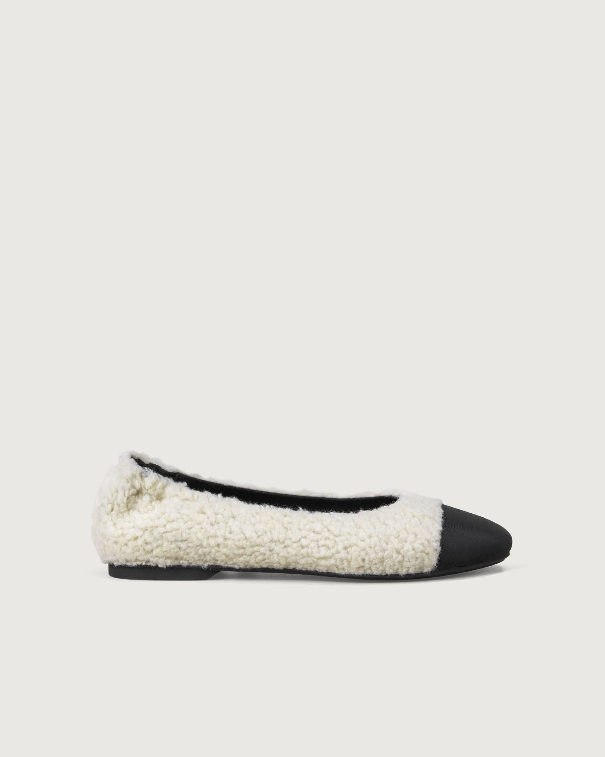 Enfiis Beige Fleece Square Toe Ballerinas