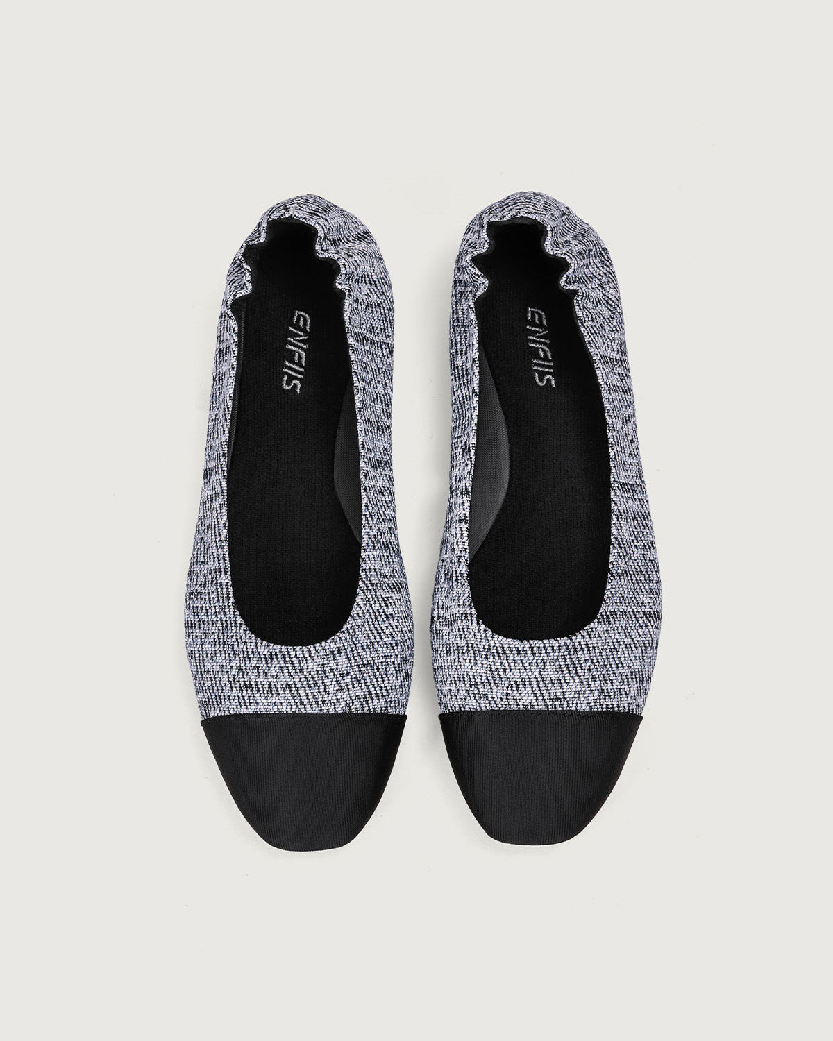 Enfiis Black Twill Jacquard Ballet Flats