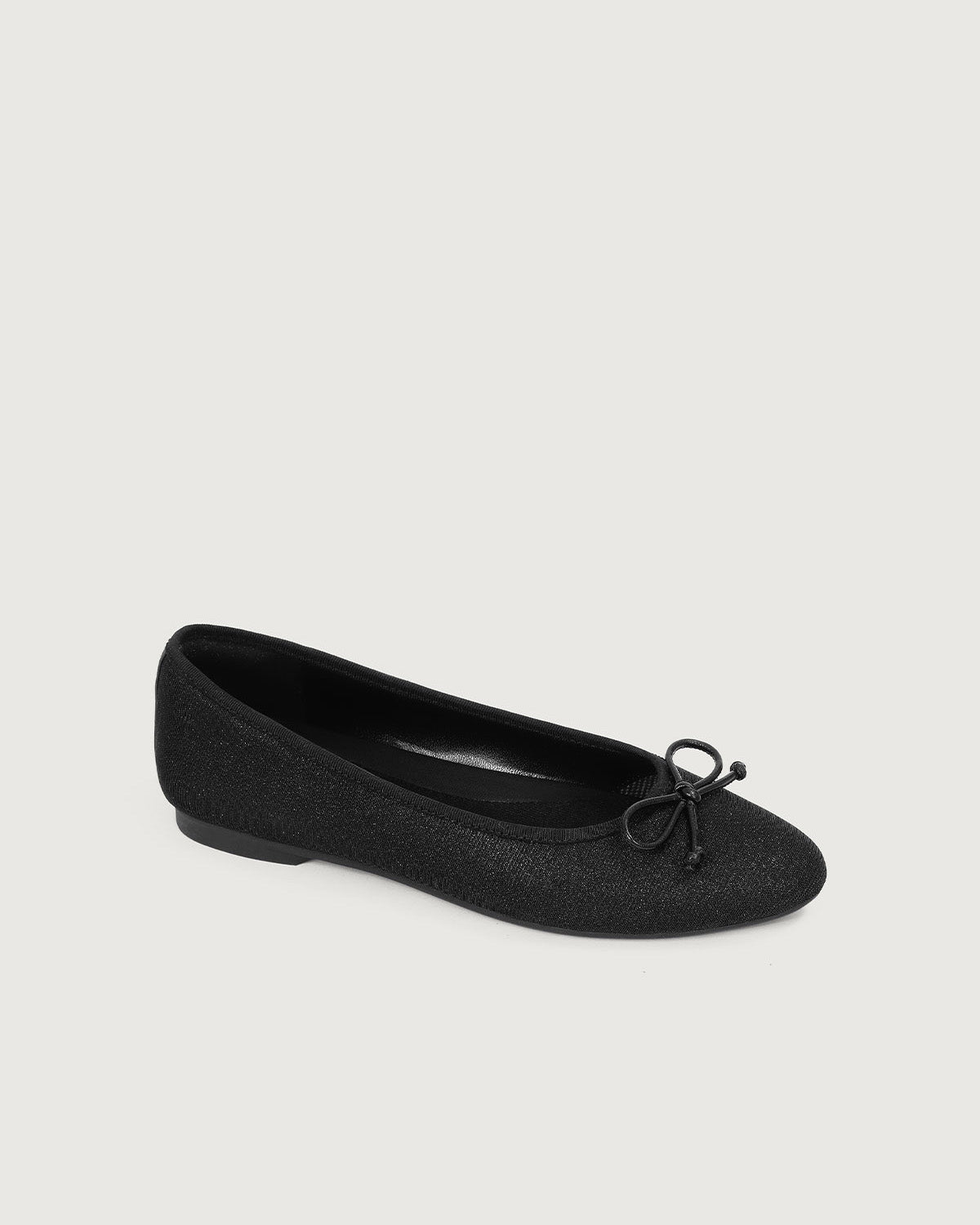 Enfiis Black Glitter Ballet Flats.