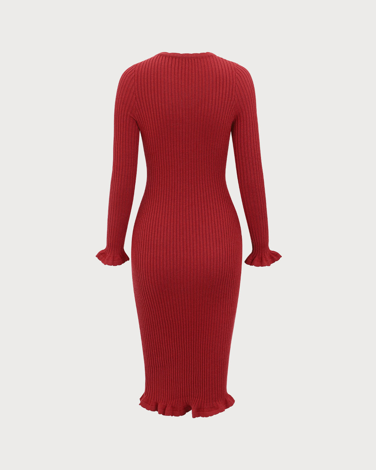 Red Bodycon Bell Sleeve Sweater Dress