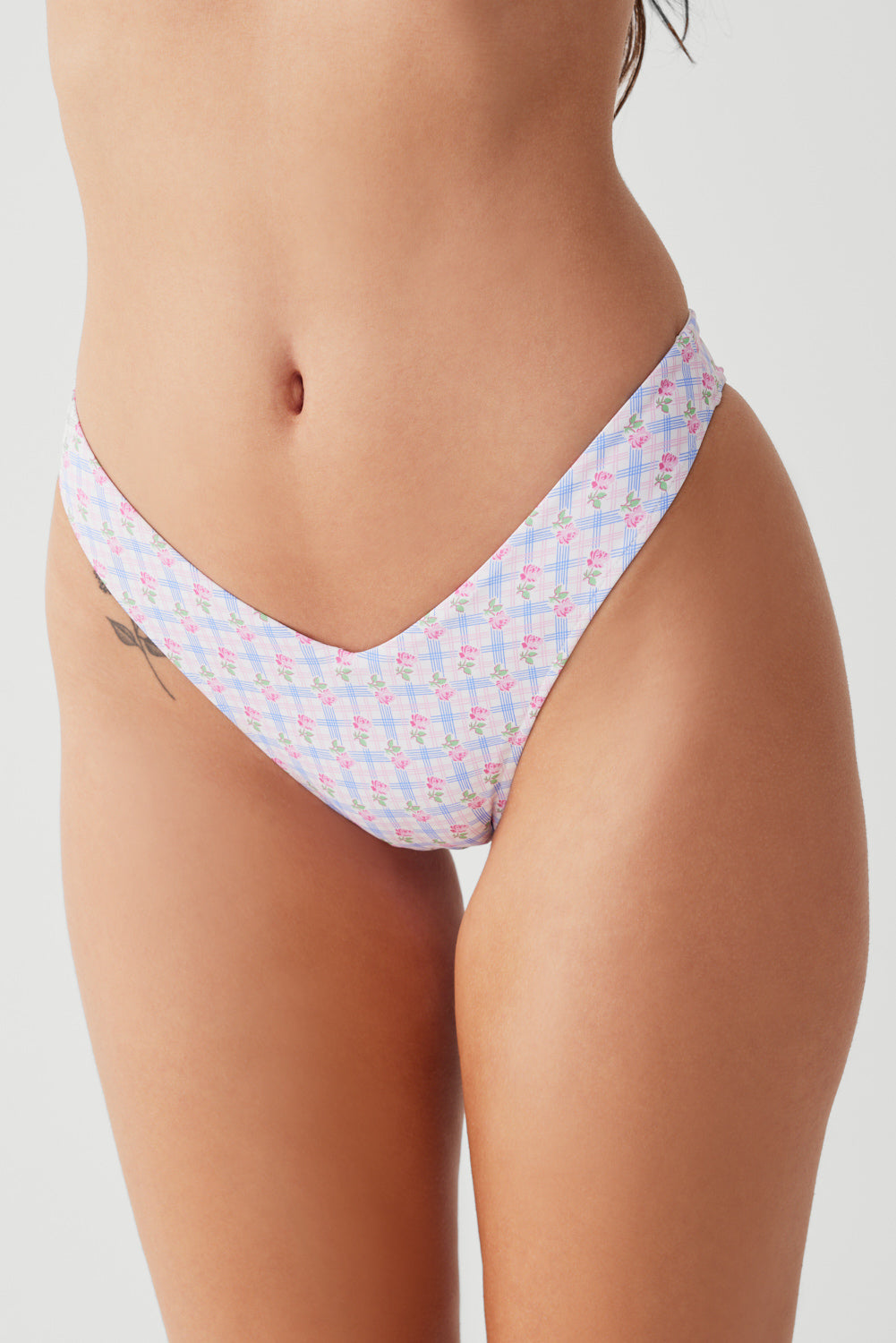 Enzo Plaid Cheeky Bikini Bottom - Rose Picnic