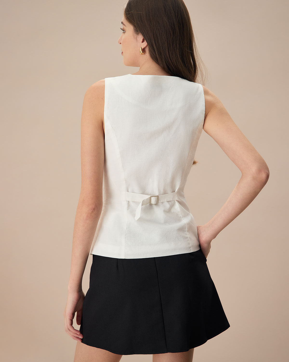 The White Single-breasted Cotton Vest