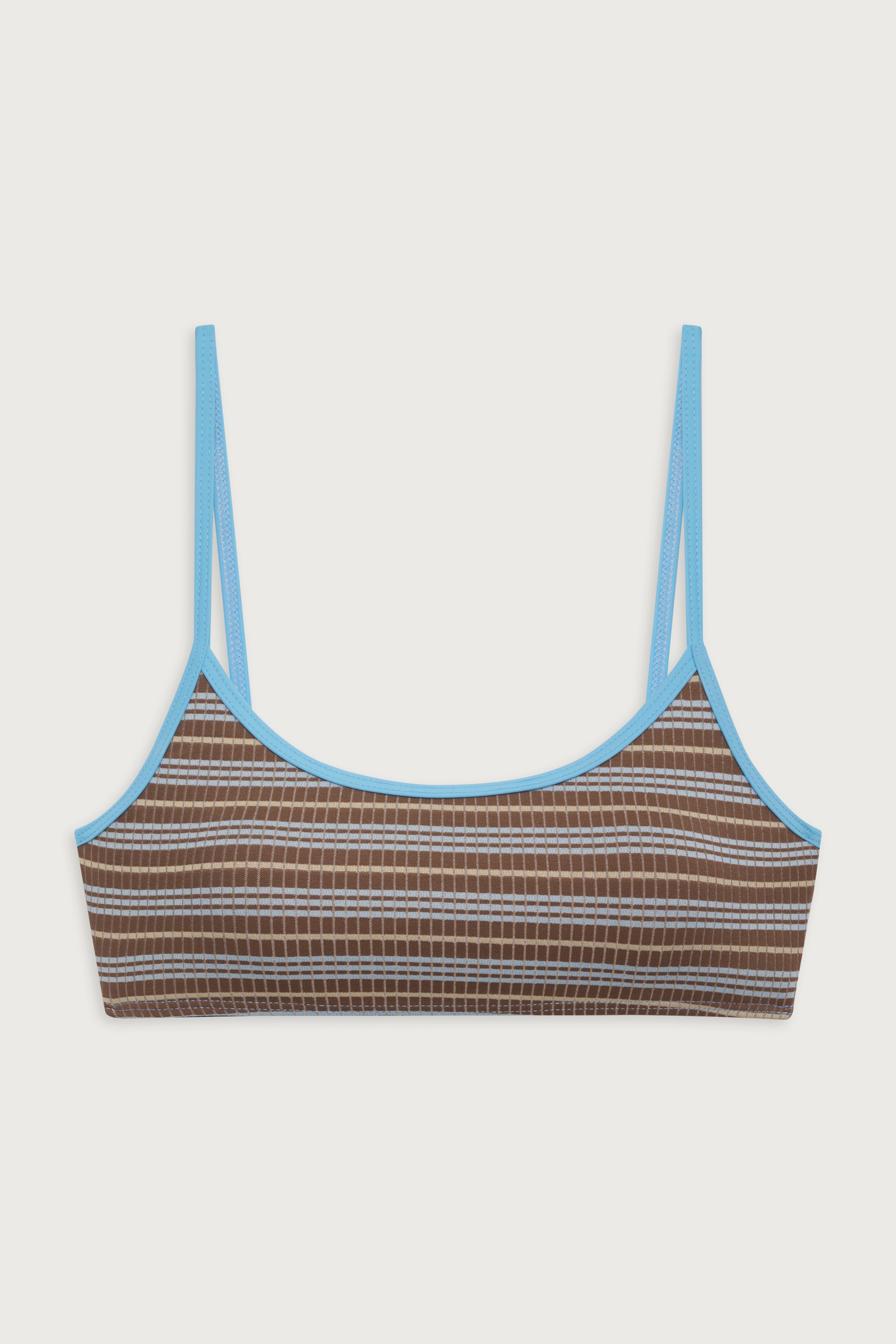 Bay View Striped Bralette Bikini Top - Ocean Stone