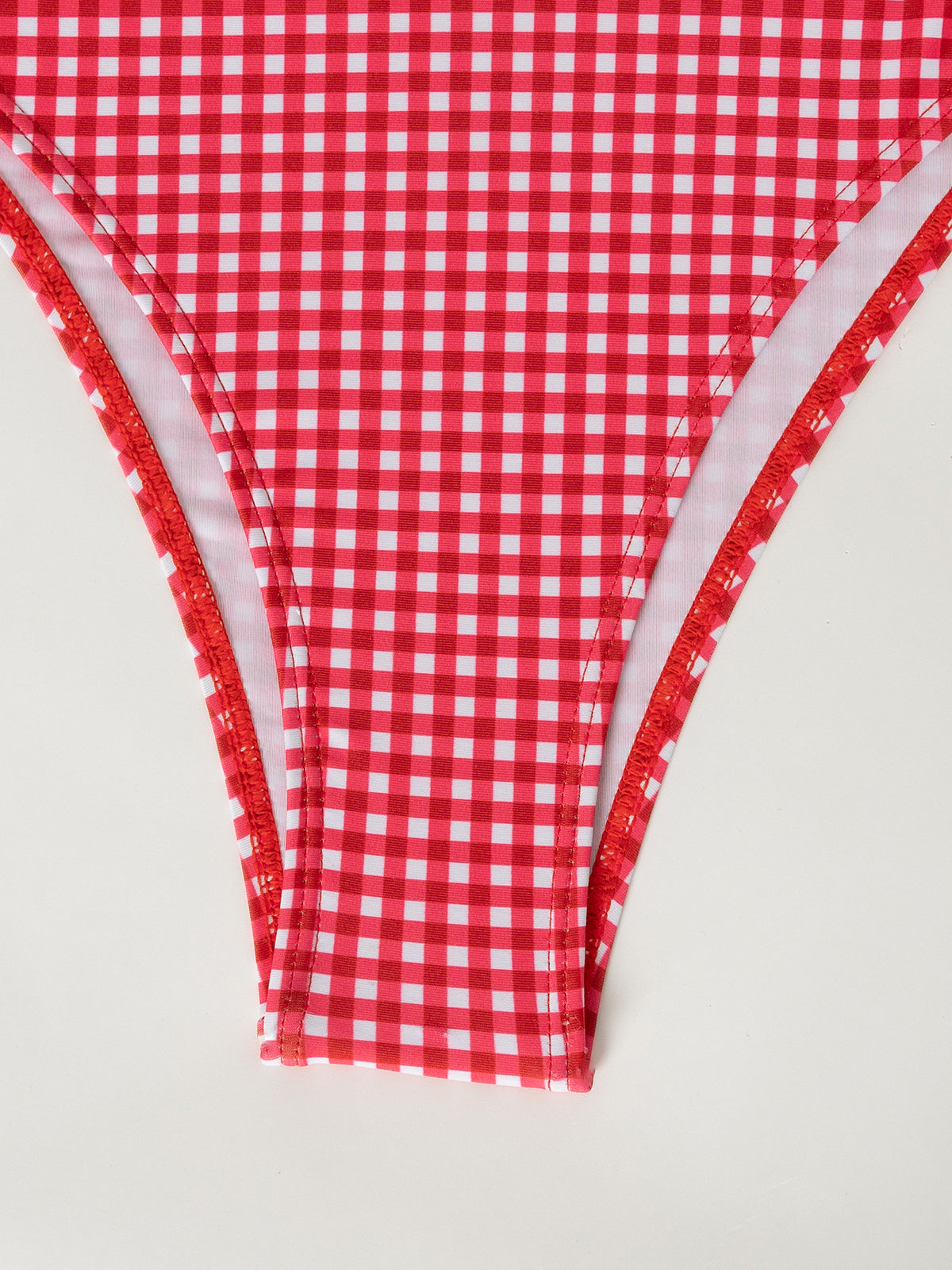 Red Plaid knot Bikini Set