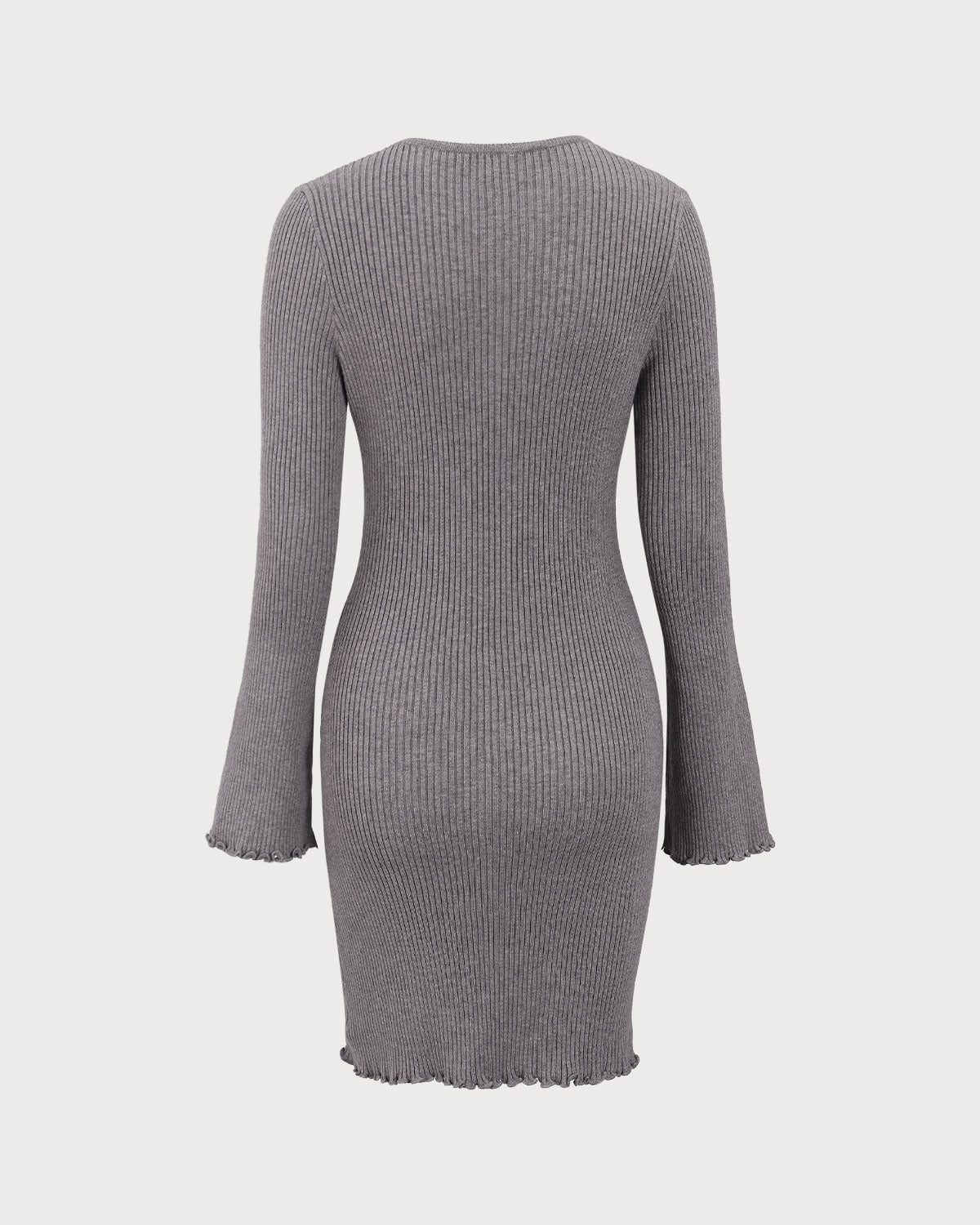 Grey Boat Neck Sweater Mini Dress