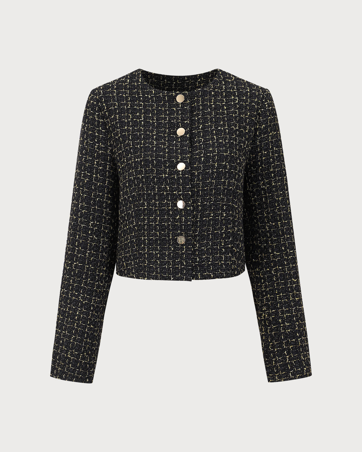 Black Single-Breasted Tweed Jacket