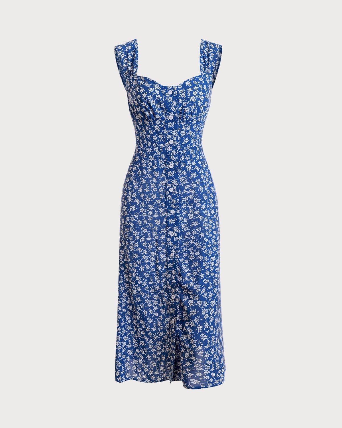 The Single-breasted Floral Midi Dress