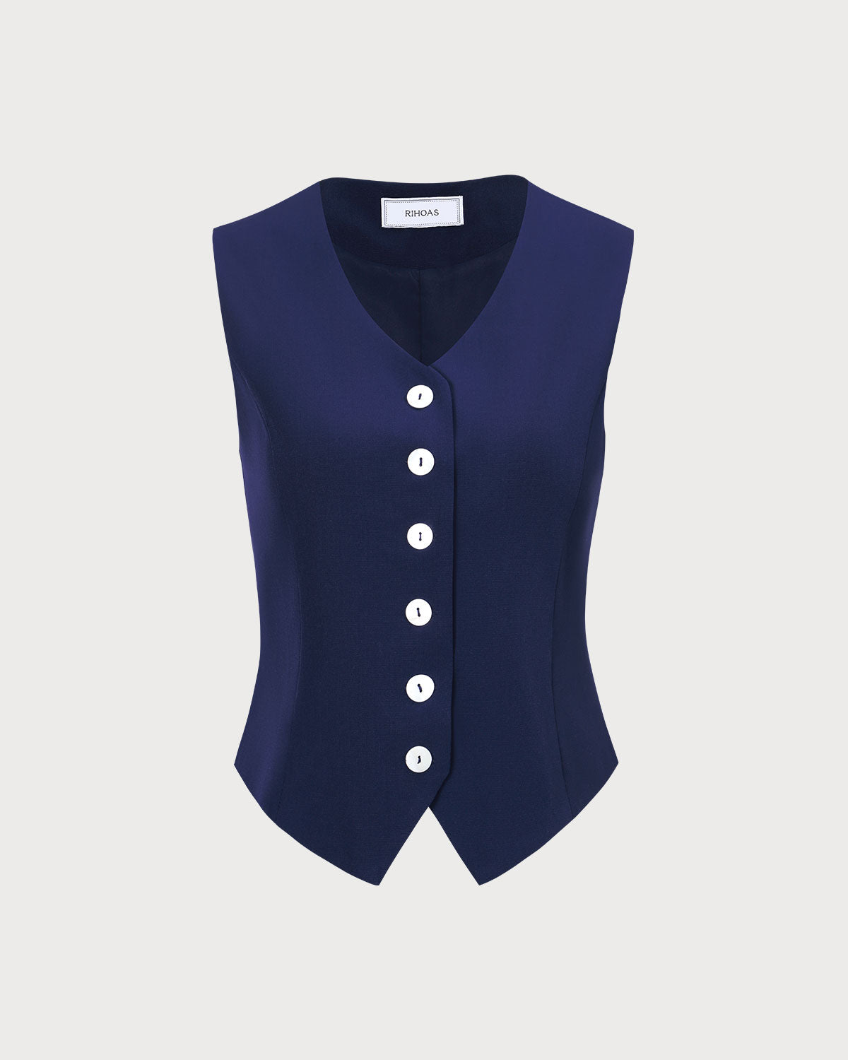 The Navy V Neck Button Up Sleeveless Vest